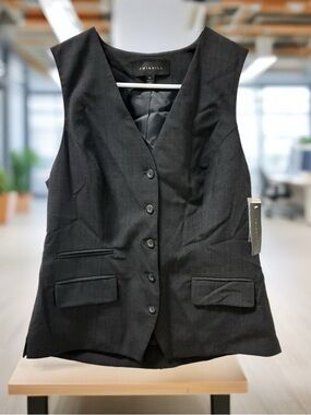 Twin Hill Wool Women's Black Tailored Button Vest